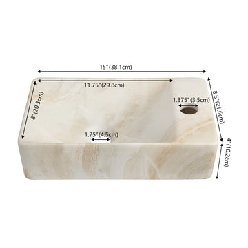 Felix 15 in. W x 8 in. D Modern Wall Mounted Rectangular Ceramic Mini Sink